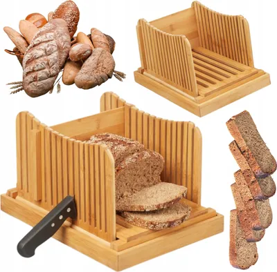 Obrázok produktu pre Krájač na chlieb Krájacia doska manuálny bambusový pomocník so zásobníkom