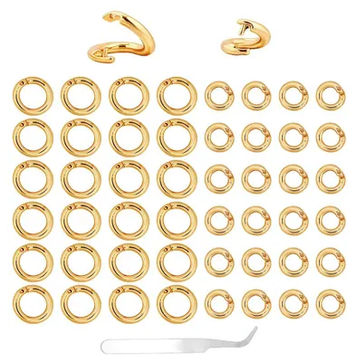 50 Stück 18K vergoldete Sprungringe, 2 Größen, Messing, gold