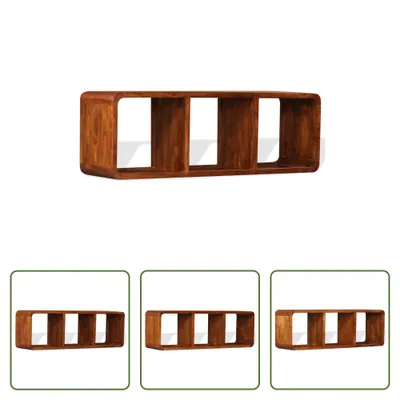 Image de The Living Store Meuble TV en bois massif avec finition couleur miel 120x30x40 cm