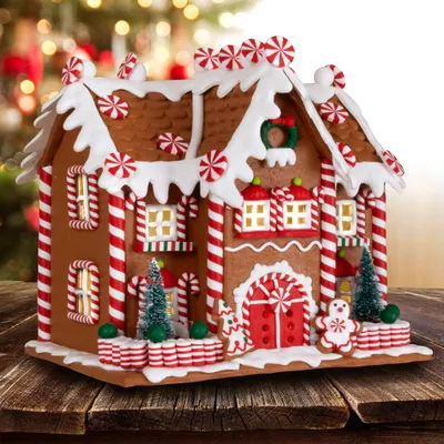 Produktbild von LED Lebkuchenhaus 22cm großes Deko Weihnachtshaus braun