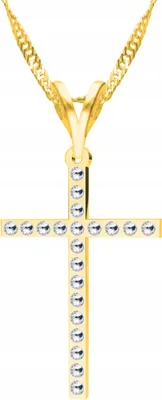 Produktbild von Zarter Goldener Kreuzanhänger 925 Silber Zirkonia