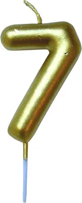Produktbild von Tortenkerze, Zahlenkerze "7" Gold mit Halter für Geburtstagstorte, Jubiläum, Hochzeit