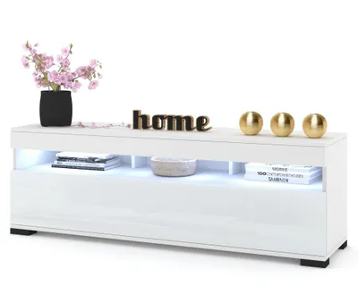 Produktbild von Fernsehschrank TV-Lowboard PLAY STEHEND Mit LED Weiß Matt/Weiß Hochglanz 140cm
