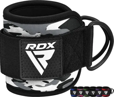 Produktbild von RDX Fußschlaufen Kabelzug Gepolstert, 7MM Neoprenstütze 10”x4”, Ankle Straps, Handgelenk wickelt Mit 2 D-Ring für Cable Machine Fitness Training Fußmanschetten Gym Gesäß Beintraining, Frauen Männer
