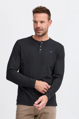 Produktbild von FQ1924 FQGert Herren Longsleeve Langarmshirt Shirt Basic mit Label-Details 100% Baumwolle Regular fit