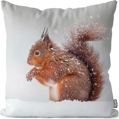 Produktbild von VOID Eichhörnchen Winter Schnee Kissenbezug Kissenhülle Sofakissen Kissen Deko Outdoor-Kissen Dekokissen