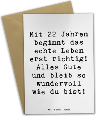 Produktbild von Mr. & Mrs. Panda Grußkarte Spruch 22. Geburtstag - Weiß - Geschenk, kommunionskarte, Geburtstagsspruch, Happy Birthday, Alter, Grußkarten, dankeskarten, einladungskarten