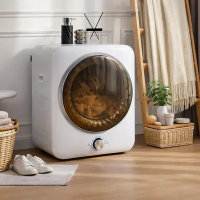 Produktbild von Wäschetrockner mit 8 Programmen & NTC-Sensor 1350W Mini Trockner Wandmontage Ablufttrockner 53,5×42×65cm Weiß