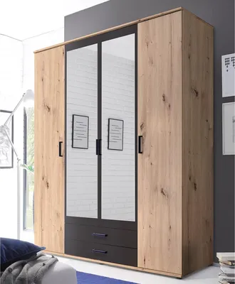 Produktbild von Kleiderschrank HARPER BELLAC BHT 159x197x54 cm braun Drehtürenschrank