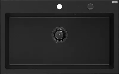 Produktbild von Mexen Elix Granitspüle 1-beckig 800 x 500 mm, schwarz, goldener Siphon - 6527801005-77-B