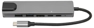Obrázok produktu pre 6-v-1 USB-C rozbočovač na 4K pri 30 Hz, USB-C multiportový adaptér s 100 Gigabit Ethernetom a portom na nabíjanie PD, 2 porty USB 3.0, USB-C rozbočovač