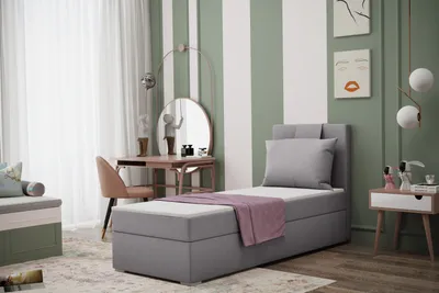 Produktbild von Kaiser Möbel Boxspringbett mit bettkasten matratze topper AMANDA 100 cm Aschgrau