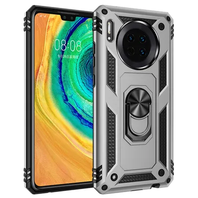 Obrázek produktu pro Huawei Mate 30 Pouzdro s Kroužkem, Dvouvrstvé Tvrdé PC TPU, Nárazuvzdorné Pouzdro s Stojánku pro Huawei Mate 30 Stříbro