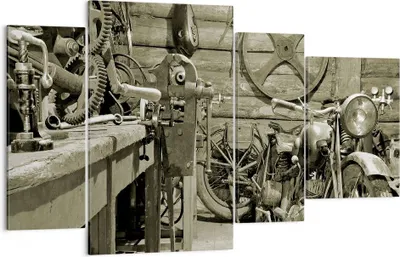 Produktbild von Bild auf Leinwand - Leinwandbild - Werkstatt Motor - 120x70cm - Wand Bild - Wanddeko - Wandbilder - Leinwanddruck - Bilder - Kunstdruck - Wanddekoration - Leinwand bilder - Wandkunst - DL120x70-3519