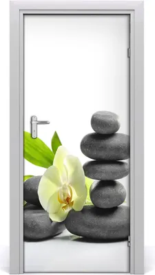 Produktbild von Tulup Türaufkleber 85x205 cm Dekorative Aufkleber Selbstklebend Wasserdichte Tapete Abnehmbar Schlafzimmer Wohnzimmer Wohnkultur - Orchidee und Steine