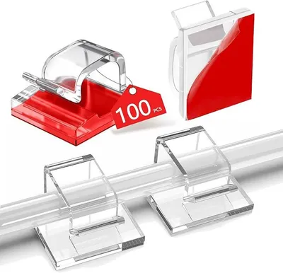 Produktbild von PolkaHome® 100 Stück Kabelclips selbstklebend, Kabelhalter transparent, Kabelmanagement Kabelklemmen für Kabel, Kabelorganizer,