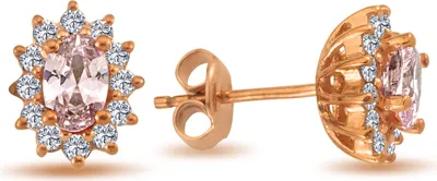 Produktbild von Vintage Style Ohrstecker Morganit Brillianten Rotgold Rosegold