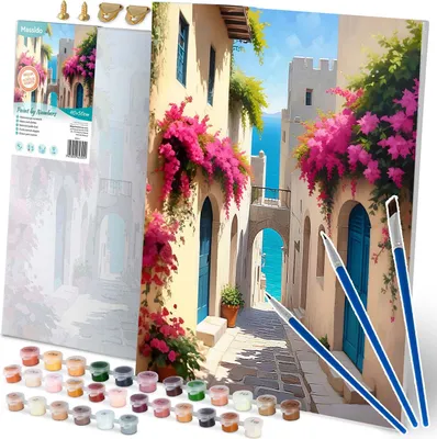 Produktbild von Massido 699014 Malvorlage nach Zahlen, 40 × 50 cm, Gasse