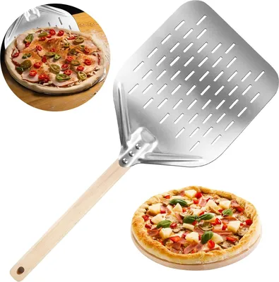 Produktbild von Perforierter Pizzaschieber - 30 cm - anodisiertes Aluminium - mit Hitzeschutzgriff