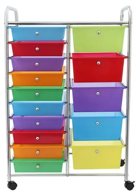 Produktbild von Rollbarer Aufbewahrungswagen - Aufbewahrungsbox - Transportwagen - Regalkasten - Mobiler Organizer - 15 Fächer