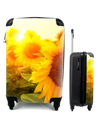 Produktbild von MuchoWow® Koffer Handgepäck Trolley Rollkoffer Kleine Reisekoffer mit 4 Rollen - Sonnenblume - Gelb - Blumen - Sonne - Cabin Size < 55x40x23 cm & 55x40x20 cm - Fotokoffer - Kabinenkoffer - Boardgepäck - Reise-Box - Reisekoffer - Reisegepäck - Koffer mit Bild - Trolley für Kinder
