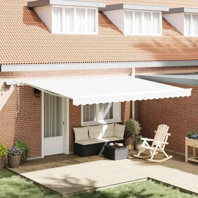 Obrázok produktu pre vidaXL Zatiahnuteľná markíza, biela, 450 x 300 cm, látka a oceľ