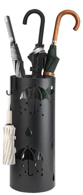Metall-Schirmständer rund, 16x40 cm, schwarz, 2 Haken