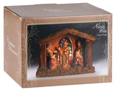 Produktbild von Kerststal Figuren beleuchtet - Weihnachtskrippe Set mit 6 Figuren und Licht