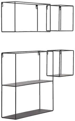 Produktbild von Wandregal CINDY 4er Set, Metall Schwarz, in unterschiedlichen Größen