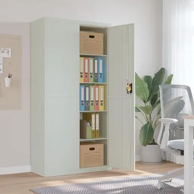 Produktbild von Aktenschrank Hellgrau 90x40x180 cm Stahl Schrank BüRo Ordnerschrank AktenschräNke Stahlschrank Aktenschrank 339753
