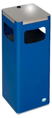Produktbild von Robuster & modularer Wertstoffsammler mit Edelstahldeckel | 22 Liter, HxBxT 68x25x25cm | Verzinkter Stahl | Blau
