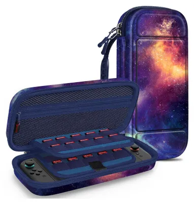 Produktbild von FINTIE Tasche für Nintendo Switch 2(2025 Modell) - Tragetasche Aufbewahrungstasche Hülle Case mit 20 Spielkartenhaltern und Haltegurt für Nintendo Switch Konsole und Zubehör, Die Galaxie