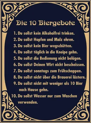 Produktbild von vianmo Holzschild 40x30 cm Alkohol 10 Biergebote Bier