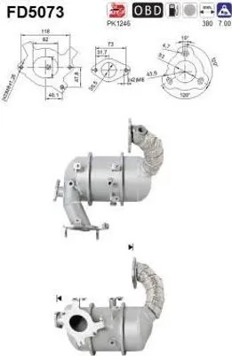 Produktbild von AS FD5073 Dieselpartikelfilter Rußpartikelfilter DPF für NISSAN Qashqai / Qashqai +2 I (J10, NJ10) Euro 5 Abgasanlage Diesel