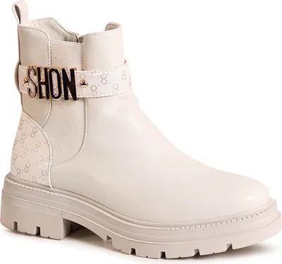 Produktbild von topschuhe24 2585 Damen Plateau Print Stiefeletten Schrift, Farbe:Beige, Größe:41 EU