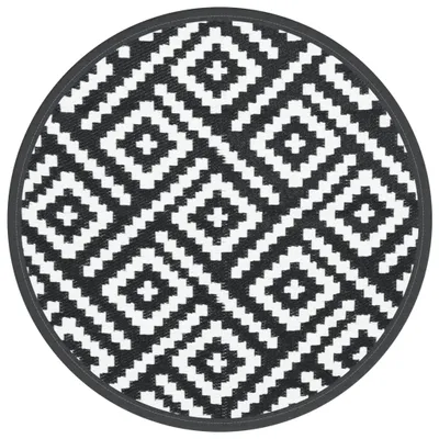 Produktbild von Outdoor-Teppich ARAKIL Weiß und Schwarz Ø200 cm PP
