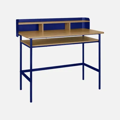 Produktbild von sweeek - Schreibtisch mit Metall, Holzdekor und 3 Nischen - Blau