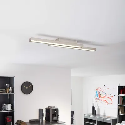 Image de BRILLIANT WIZ LED Plafonnier 84 cm Métal / Plastique Nickel G96814/68