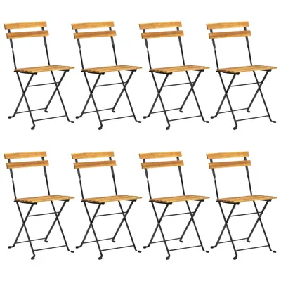 Image de vidaXL Chaises de jardin pliantes 8 pcs. acier et bois massif acacia