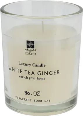 Obrázek produktu pro Vonná svíčka AromaTube 8×10 cm - Bílý čaj & zázvor, krémová