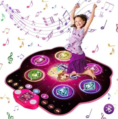 Produktbild von MODFU Musikspielzeuge, Kinder Tanzmatte Multifunktional Bluetooth Leuchtend Sechs Edelstein Tanzteppich Spielmatte Musik Bodenmatte Für Jungen Mädchen