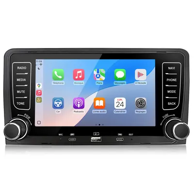 Image de 2 + 64 Go, compatible avec Audi A3 S3 8P1 8PA (2003-2013), autoradio Android avec GPS, navigation, Bluetooth, écran 7 pouces, Apple CarPlay, commandes au volant, Wi-Fi, FM, RDS et port USB