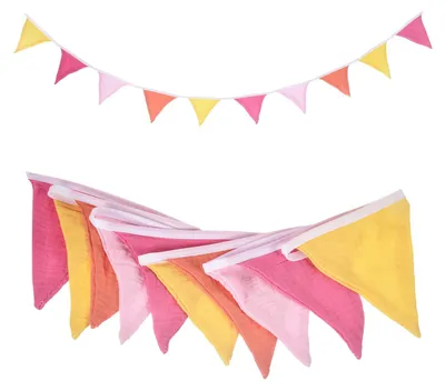 Wimpelkette aus Baumwolle, 236 cm, dreieckig, rosa/orange