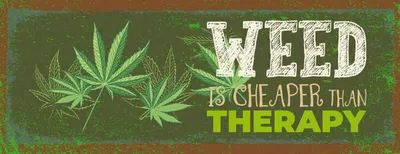 Produktbild von vianmo Holzschild 10x27 cm Weed ist Cheaper than Therapy