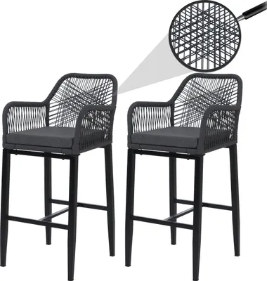 Two bar stools shown from the front on a white background.