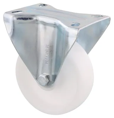Produktbild von WAGNER Bockrolle/Möbelrolle Ø 100 mm, Transportrolle mit Rollenlager, Stahl verzinkt, weiß, Tragkraft 70 kg - 04330001