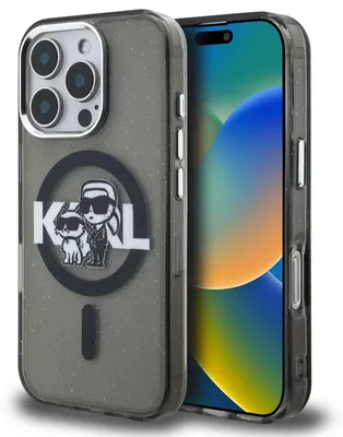 Obrázok produktu pre Karl Lagerfeld IML Glitter Karl and Choupette Sketch MagSafe kryt pre iPhone 16 Pro Max čierny (KLHMP16XHGKCGKBK)