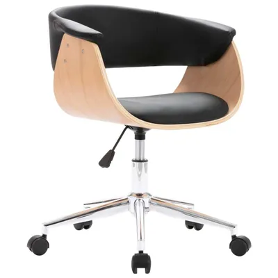 Image de vidaXL Chaise de salle à manger Pivotante Noir Bois courbé et similicuir
