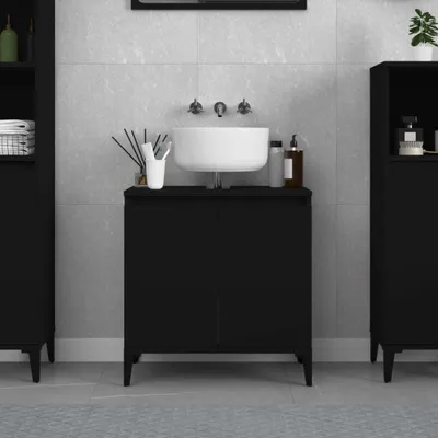 Produktbild von vidaXL Waschbeckenunterschrank Schwarz 58x33x60 cm Holzwerkstoff