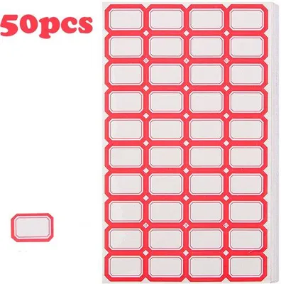 Produktbild von 50 Stück Selbstklebende Etiketten für Kräutertöpfe, Laboratoriumetiketten, Briefpapieretiketten, Preisetiketten, Rote Etiketten